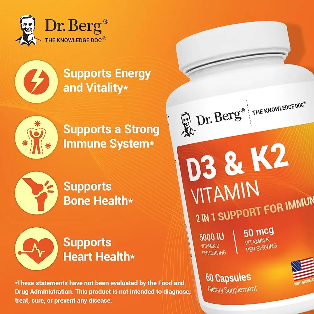 Dr. Berg D3 K2 Vitamin 5000 IU capsules